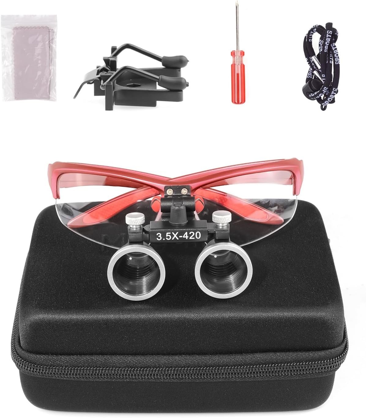 Lupa binocular dental de 3.5x para eliminar la fatiga visual con lente de vidrio de 420 mm