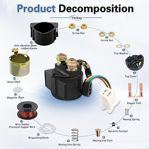 Miniatura 4 de Relé solenoide de arranque para Yamaha YFM350 Warrior 350 1987-2004 Big Bear 350 1987-1999 Moto-4 350 1985-1989 Wolverine 350 1996-2005