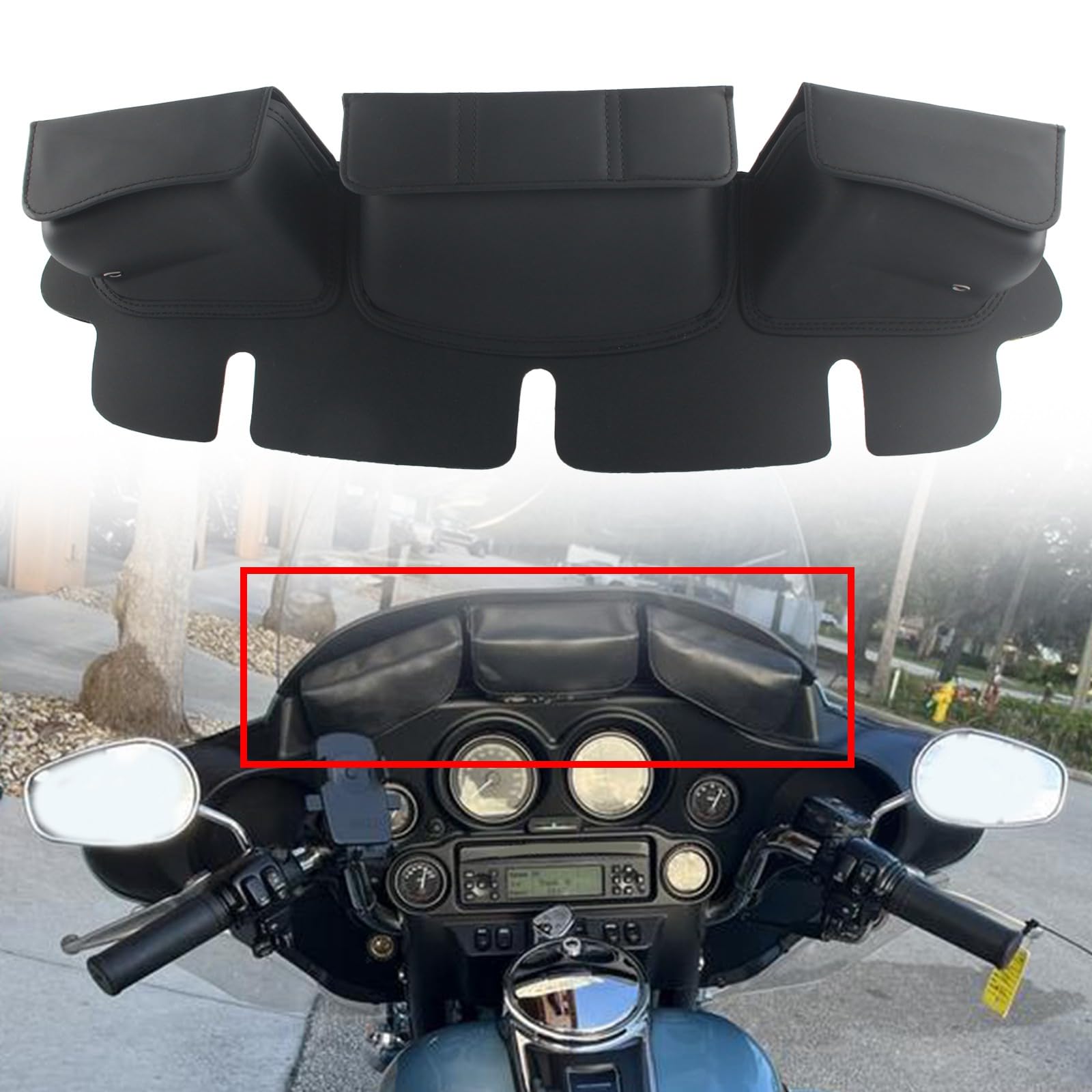 BORSE ASTUCCI IN PELLE DELUXE PARABREZZA BATWING HARLEY DAVIDSON FLH TOURING 96-13