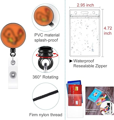 Miniatura 4 de Pixel - Carretes retráctiles para tarjetas de identificación (paquete de 6) con soporte para tarjetas de identificación (paquete de 2) portatarjetas