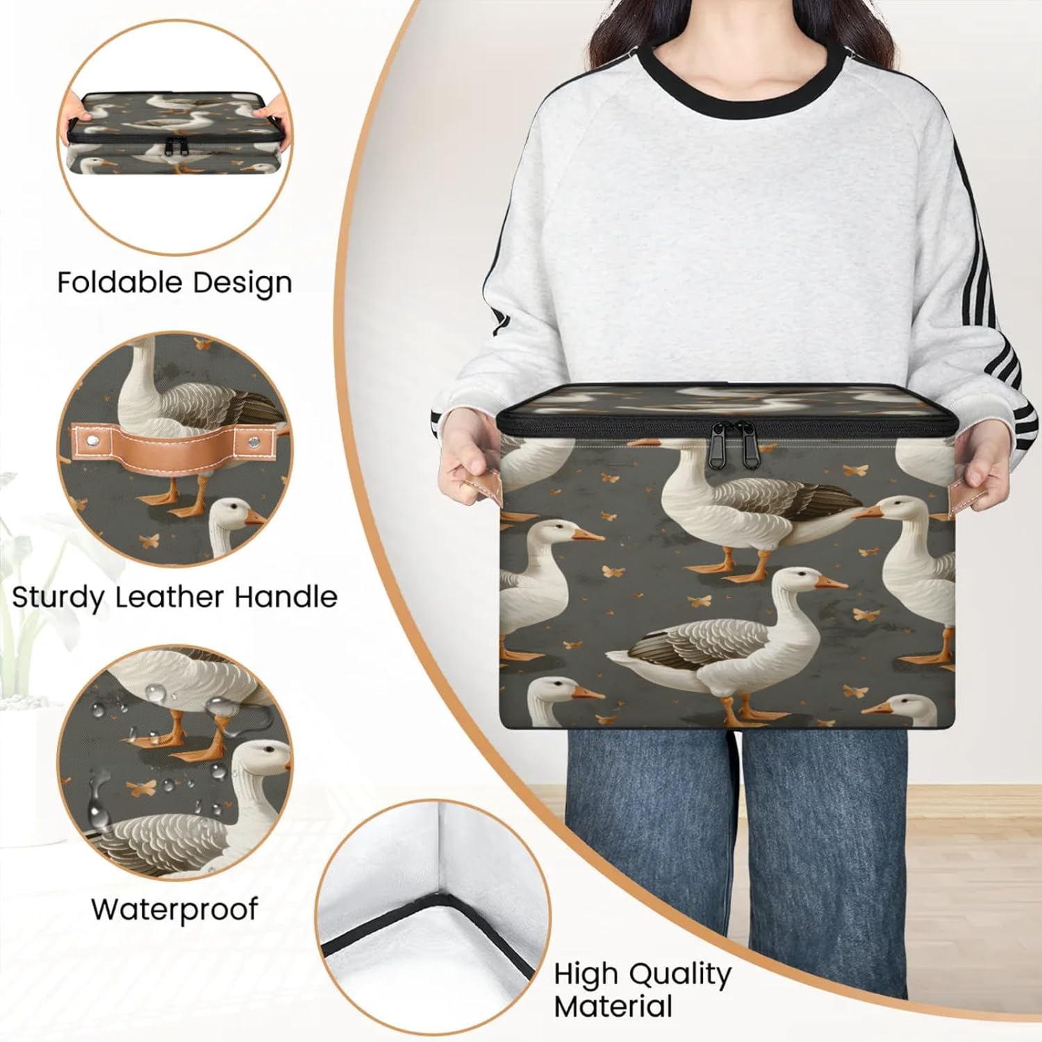 2-Pack Storage bins with lids - 26 quart organizer bins - Collapsible fabric storage bins with sturdy handles and double zipper tops - Versatile for home, toys, dorm rooms