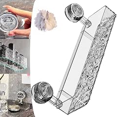 LXPYMXDP Shower Organiser No Drill Clear Wall Caddy Bathroom Storage Shelf Suction Shower Caddy Sier Rectangle