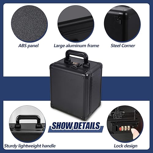 Miniatura 10 de Maitys Moderno estuche de exhibición impermeable de aluminio negro con 4 ranuras para tarjetas deportivas, 17 x 10 x 7 pulgadas, caja de