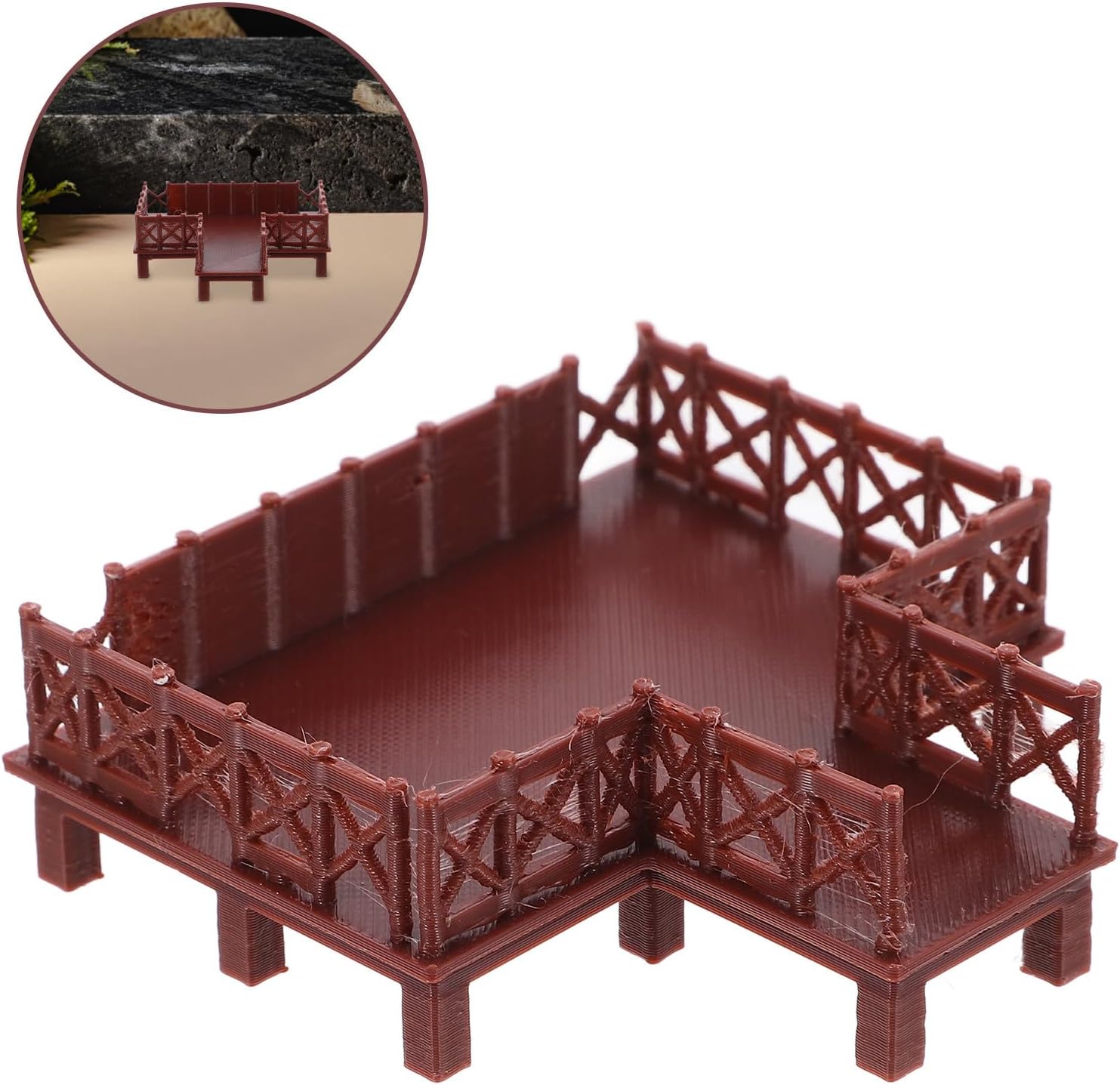 Fish Tank Platform Decor PP Brown Miniature Garden Structure