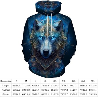 Men's 3D Digital Print Viking Tattoo Hoodie Hoodies Pullover Sweatshirt Plus Size S-5XL