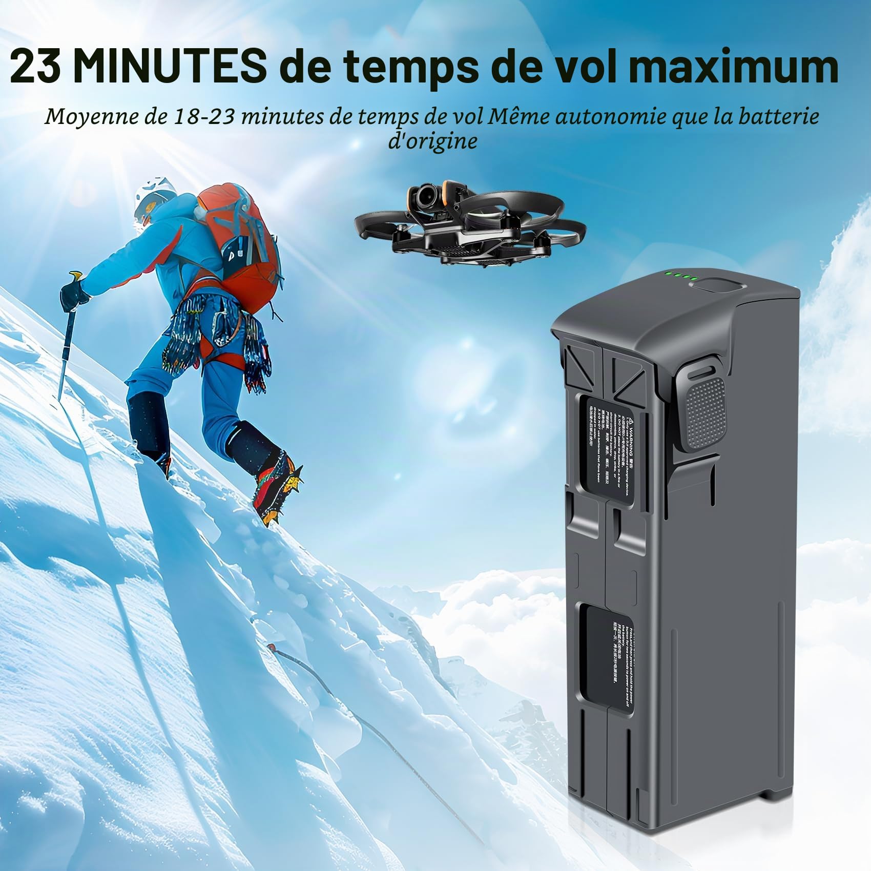 COOLSHOW Vol Intelligent Batterie Avata 2 2150mAh 2 Packs Offrant 23 Mins de Temps de vol Maximum et Triple Chargeur Batterie Avata 2 Hub de Charge Bidirectionnel Compatible avec Le Drone DJI Avata 2