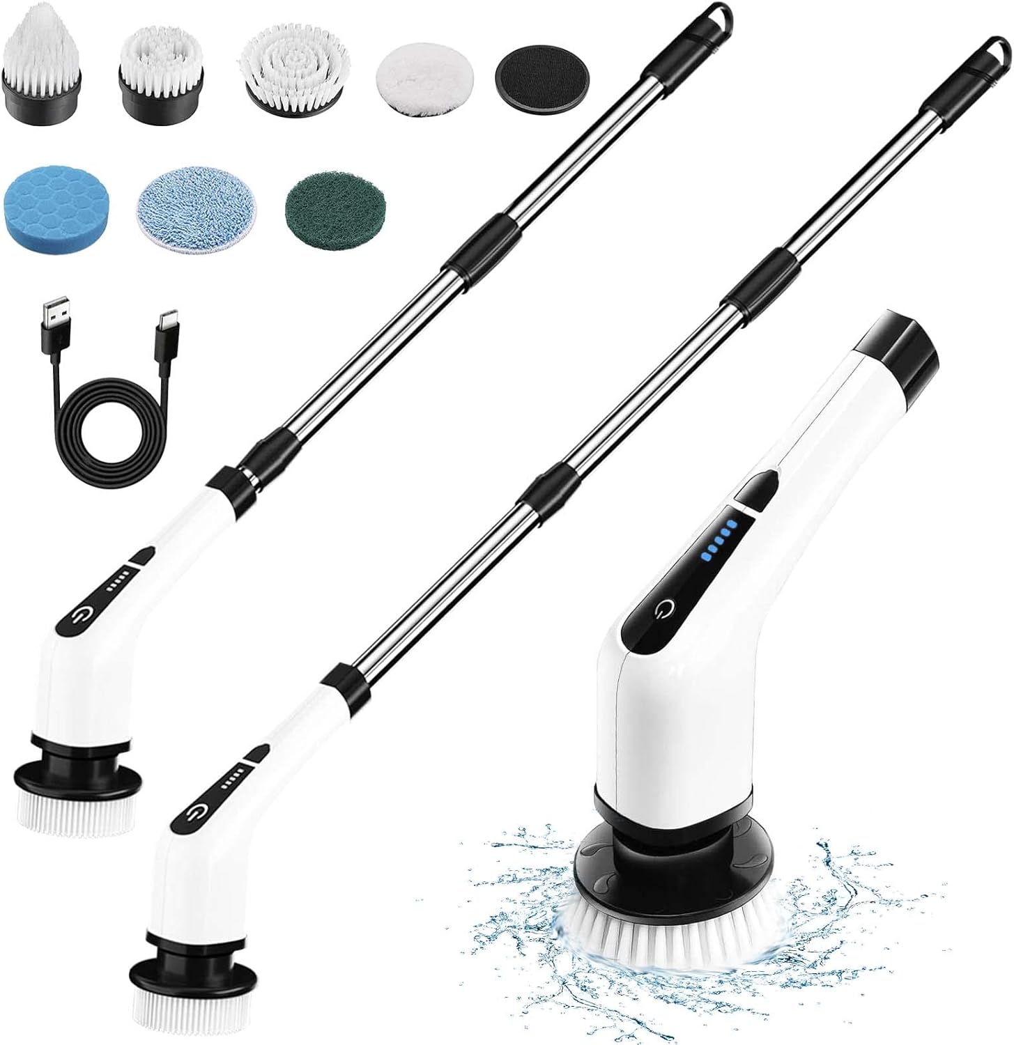 Electric Spin Scrubber, Cordless Electric Cleaning Brush with 6