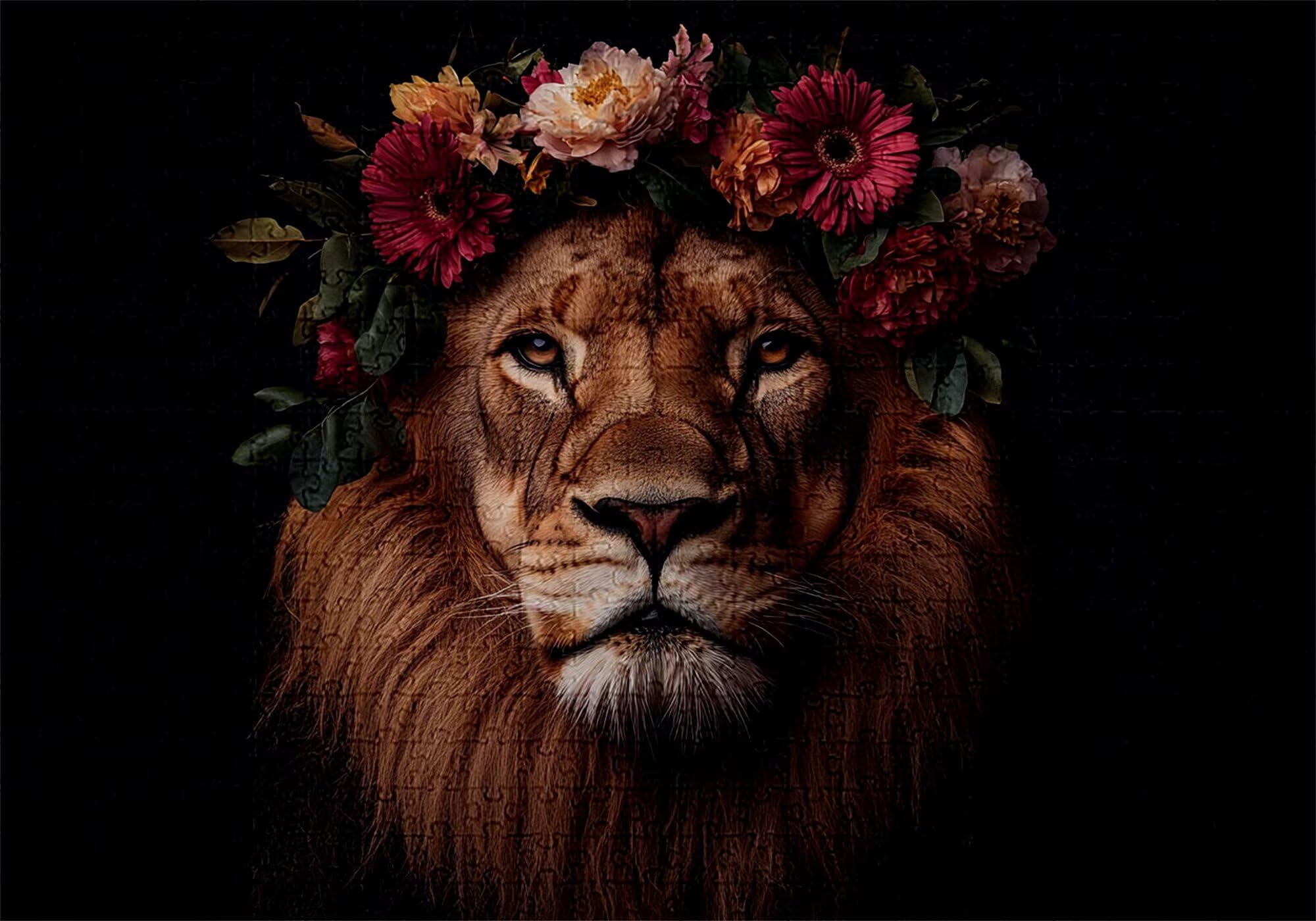 Puzzle 3000 elementów lew puzzle dla dorosłych korona 122 x 81 cm unikalne rzemiosło klasyczne 3D drewniana układanka do rodzinnych gier biznesowych, układanka zrób to sam do dekoracji ścian domu