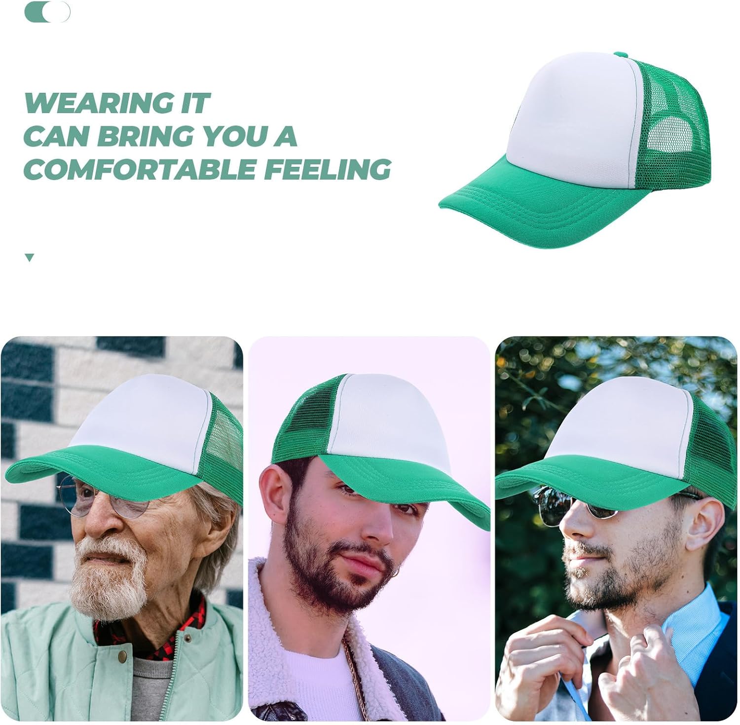 HOMSFOU 10pcs Blank Mesh Baseball Caps for DIY Sublimation, Polyester Trucker Hats with Heat Transfer, Summer Outdoor Caps for Men and Women Green