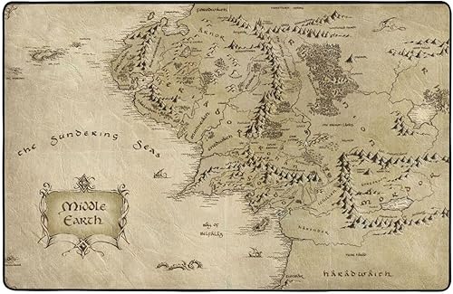 Miniatura 2 de Alfombra de área del hogar con patrón de mapa de la tierra media, 3 pies 3 pulgadas x 5 pies, alfombra suave antideslizante para sala de estar y