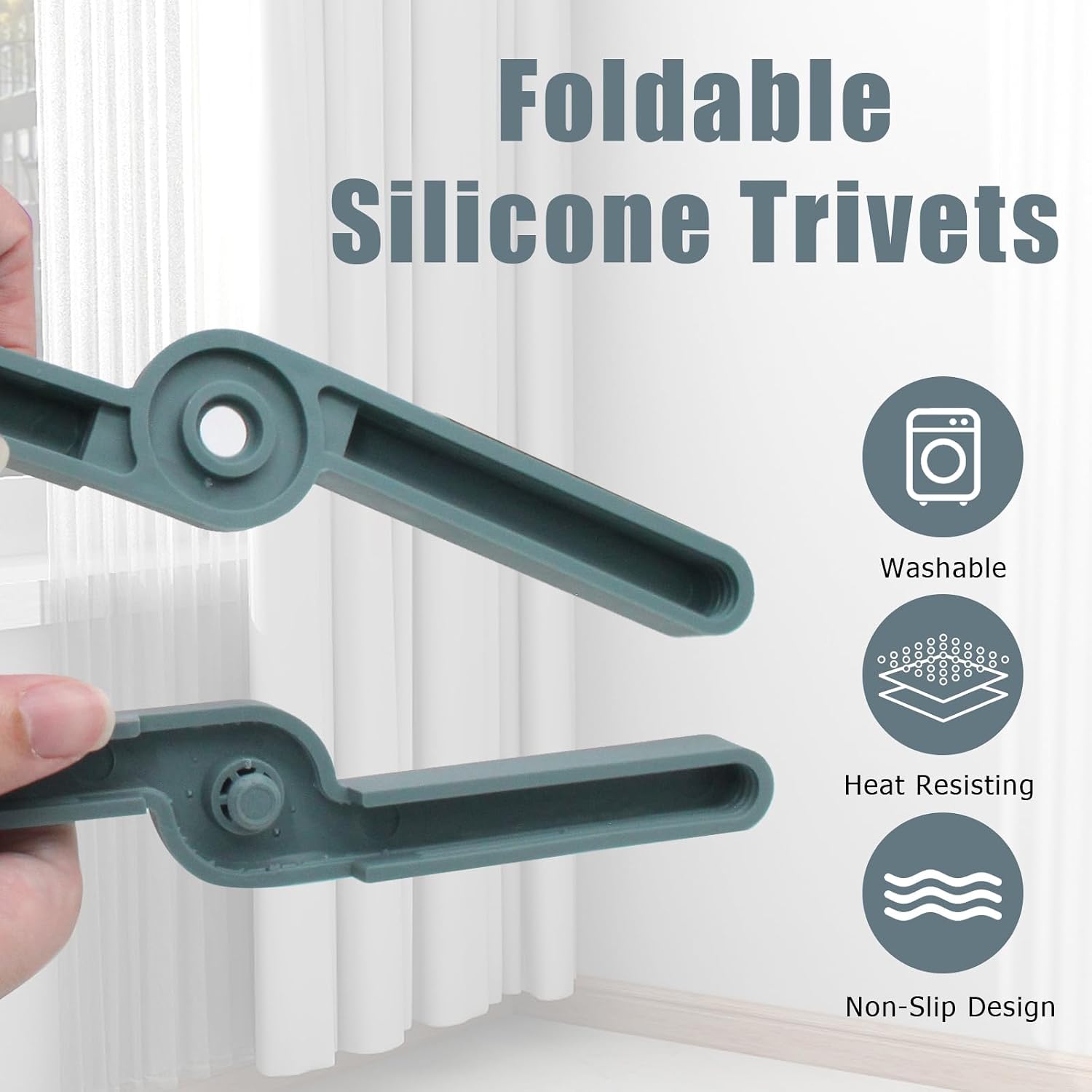 Jiozermi Foldable Silicone Trivets, Blue, 4 Pack