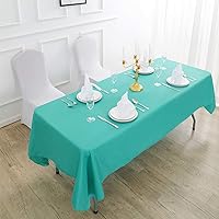 Vista 6 de Rectangle Tablecloth 90x132 inch Washable Polyester Fabric Table Cloth for Wedding Party Dining Banquet Decoration（90x132, Turquoise）