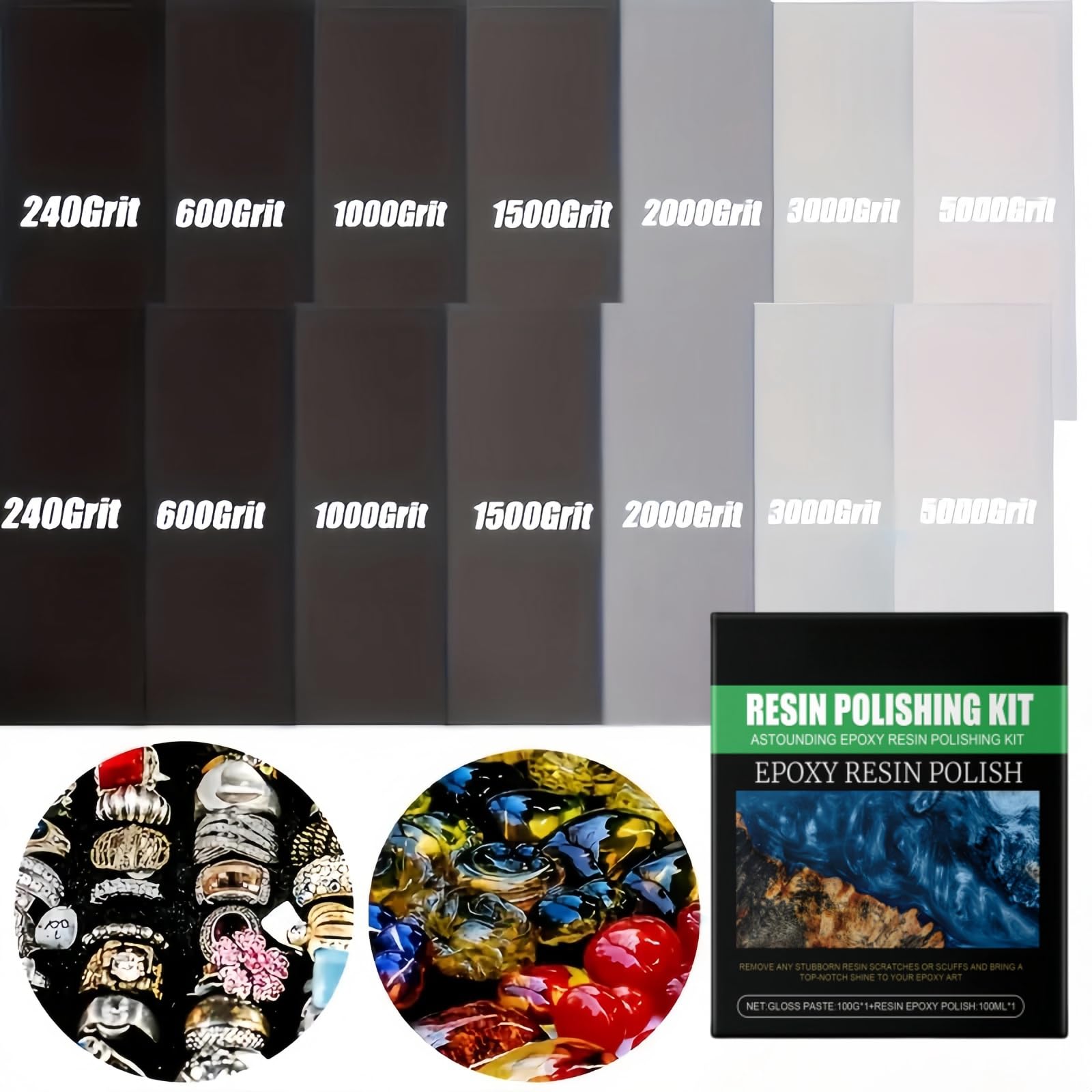 Epoxy Resin Polishing Kit,Scratching Set Epoxy Resin Sanding,R/esin Polishing Compound,Ep/oxy Re/sin Kit Polisher,Epo/xy Re/sin Moulds,Home Artwork Res/in Polish,Polishing Compound - Image 4