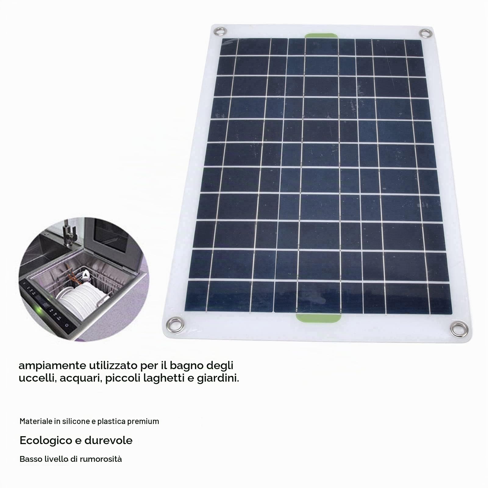 Kit Pompa Acqua Solare Pompa per Stagno Solare 800L/h 12V DC Pompa per Fontana Solare, Alimentazione da Pannello Solare, Ambito di Applicazione: Casa, Auto e Barca, Fontana da