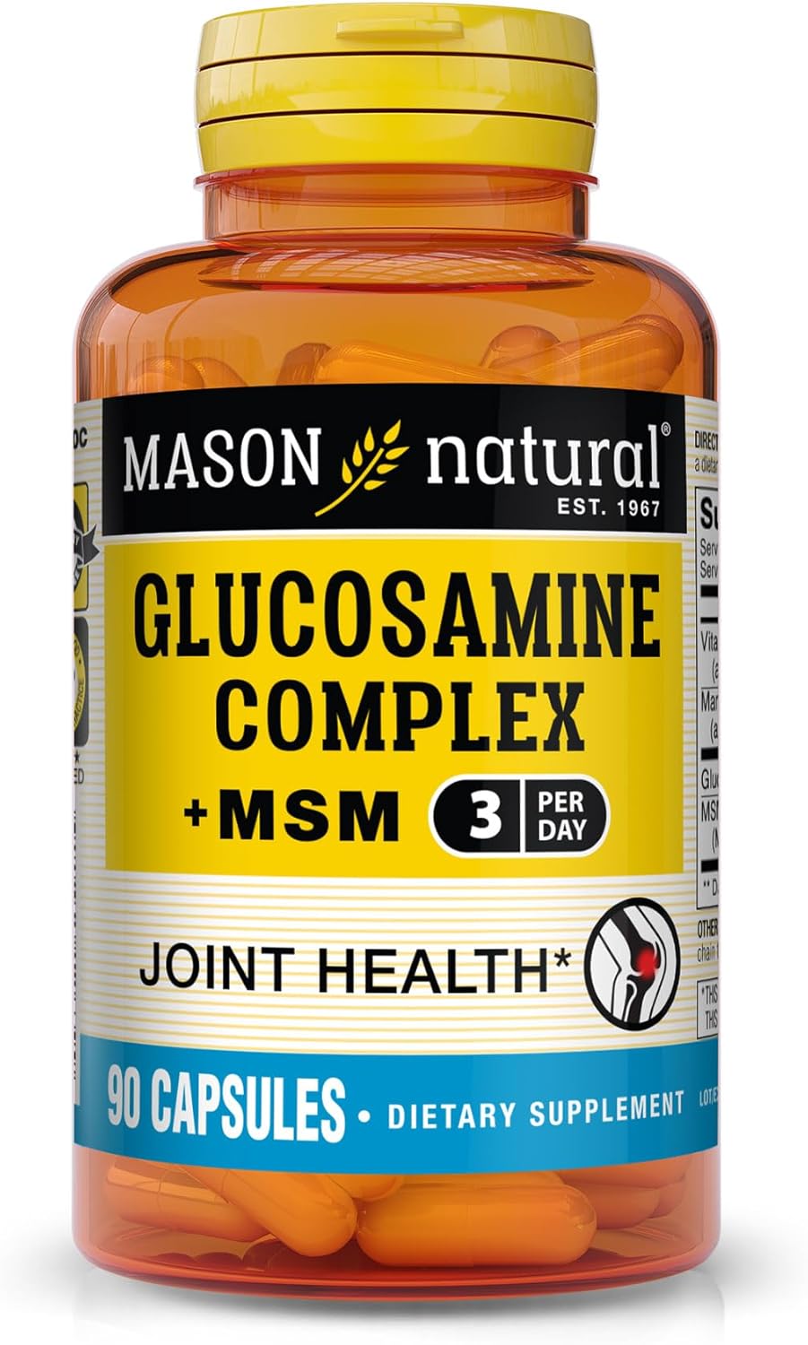 MASON NATURAL Glucosamine Complex Plus MSM with Vitamin C - Supports Joint Health, Improved Flexibility and Mobility, 90 Capsules (Pack of 2)