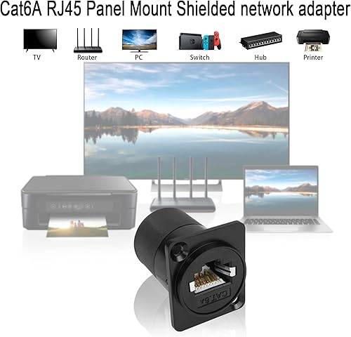 Miniatura 5 de QIANRENON Adaptador de montaje en panel RJ45 blindado RJ45 8P8C hembra a hembra conector de red CAT6ACAT6CAT5ECAT5 RJ45 módulo de enchufe de puerto