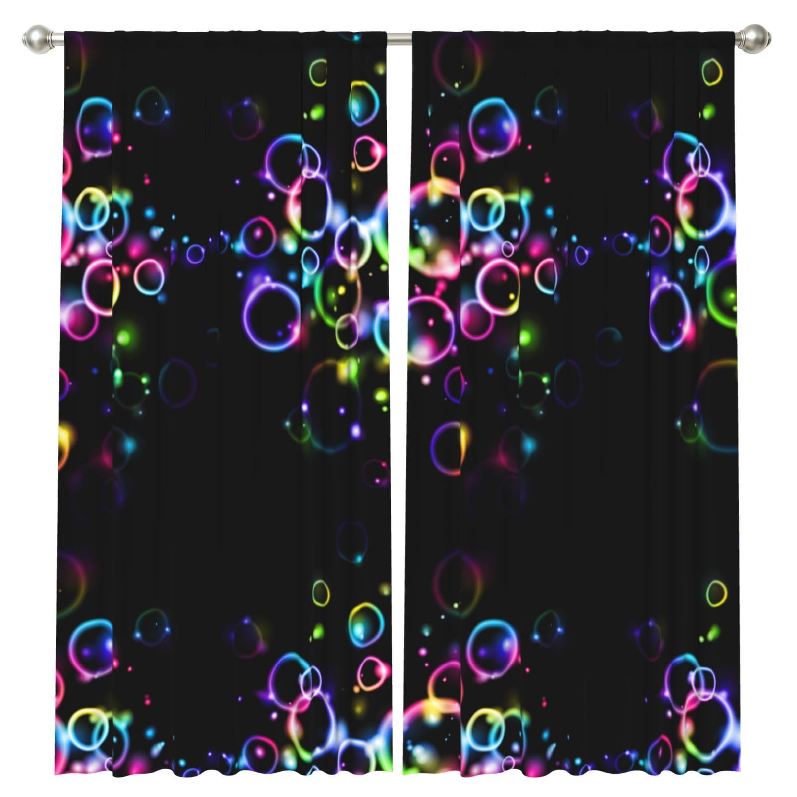 InOmak Rainbow Bubbles, 2 Panels Window Curtains 52 x 84 Inch Blackout Curtains for Living Room Bedroom