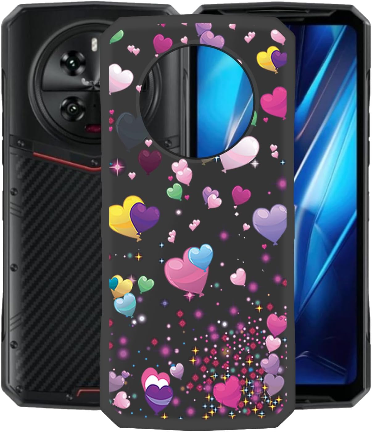 for Doogee DK10 Case, Black Shockproof Bumper Sleeves, 360° Drop Antiscratch Protection Cover Slim Fit Ultra-Thin Soft Silicone Phone Case for Doogee DK10 (6.67") - Pink Balloon