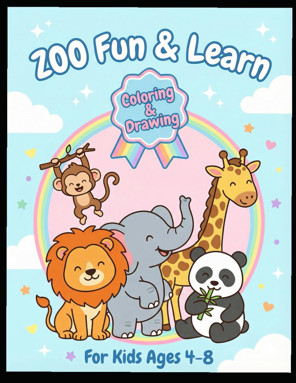 Zoo Fun & Learn: Big Bold Easy Coloring Book for Kids Ages 4-8: Big Bold Easy | 50 Simple Pages for Coloring, Ages 4-8
