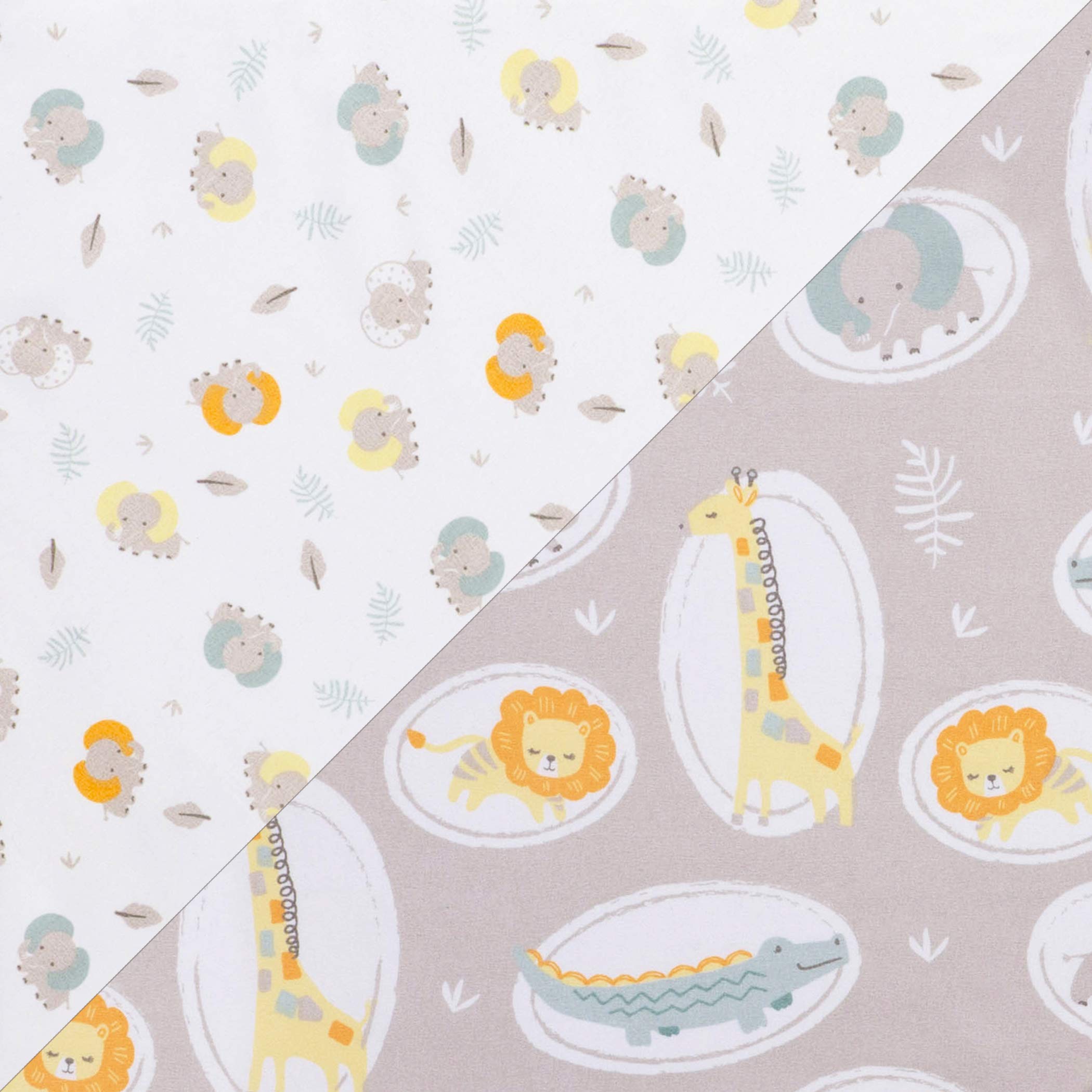 Sammy & Lou Jungle Pals - Juego de 2 sábanas bajeras de Microfibra para Cuna, se Adapta a colchones estándar de Cuna de 28 x 52 Pulgadas; Totalmente elástico,