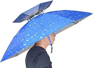 NEW-Vi Sombrero paraguas para pesca plegable para sol y lluvia, ajustable, multifunción para exteriores, una capa, color azul (versión mejorada)
