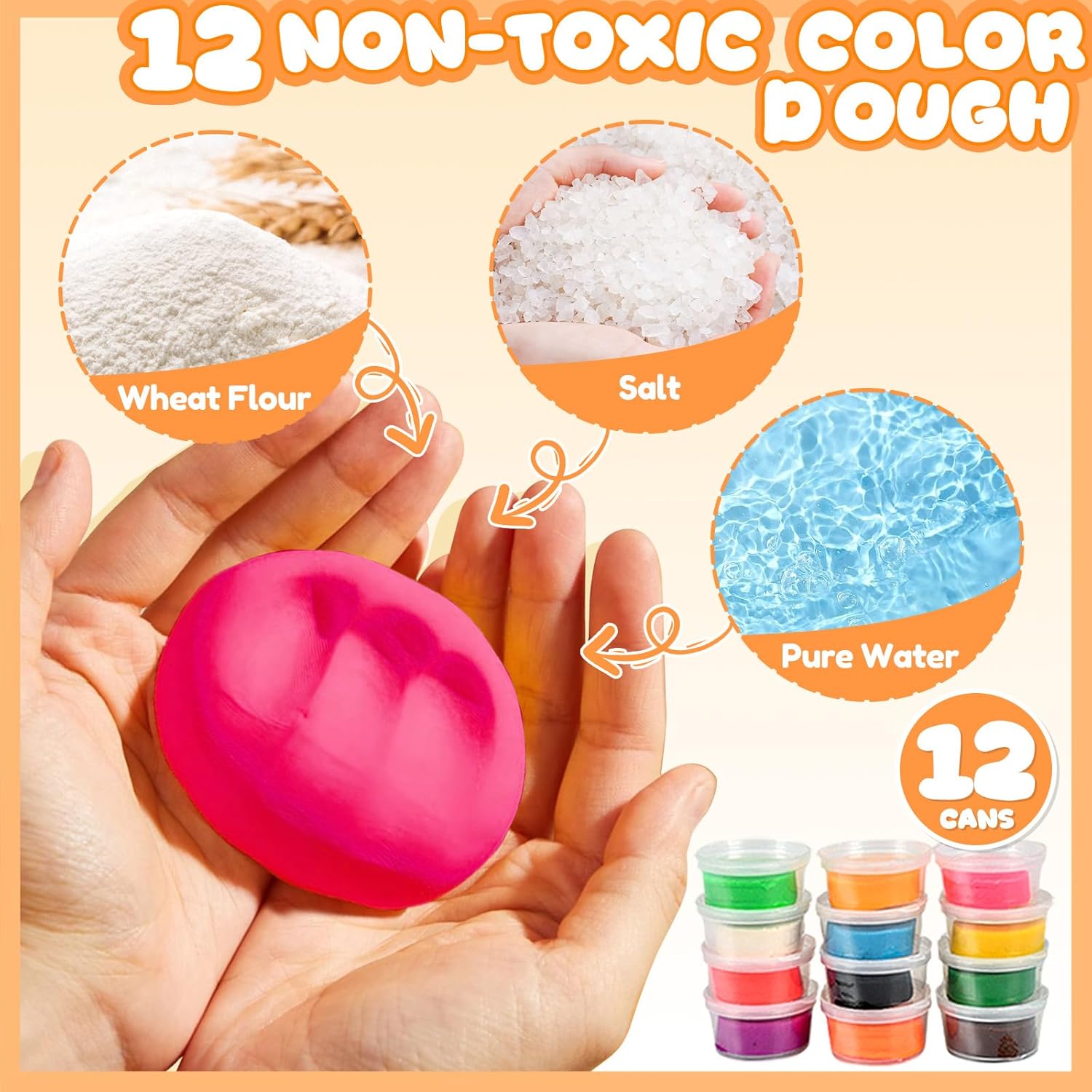 3 in 1 Color Dough Kitchen Creations Set, Ice Cream Spaghetti Burger Maker Machine, Art Crafts Food Modeling Toys, Accessories Tools Kit for Boys Girls Kids Toddlers Ages 3  (12 Colors Dough)