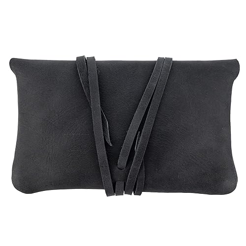 Miniatura 5 de Hide & Drink, Bolsa de tabaco rústica tamaño King hecha a mano de cuero de grano completo, estuche de notas de campo, almacenamiento vintage (negro