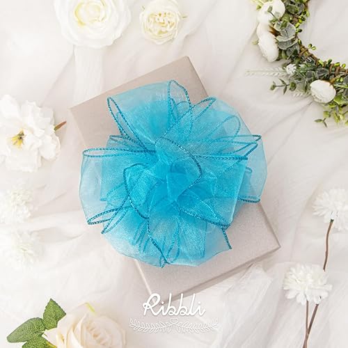 Miniatura 9 de Ribbli Cinta de organza blanca antigua con alambre, cinta transparente con borde de algodón, 2-12 pulgadas x 20 yardas, cinta para árbol de Navidad