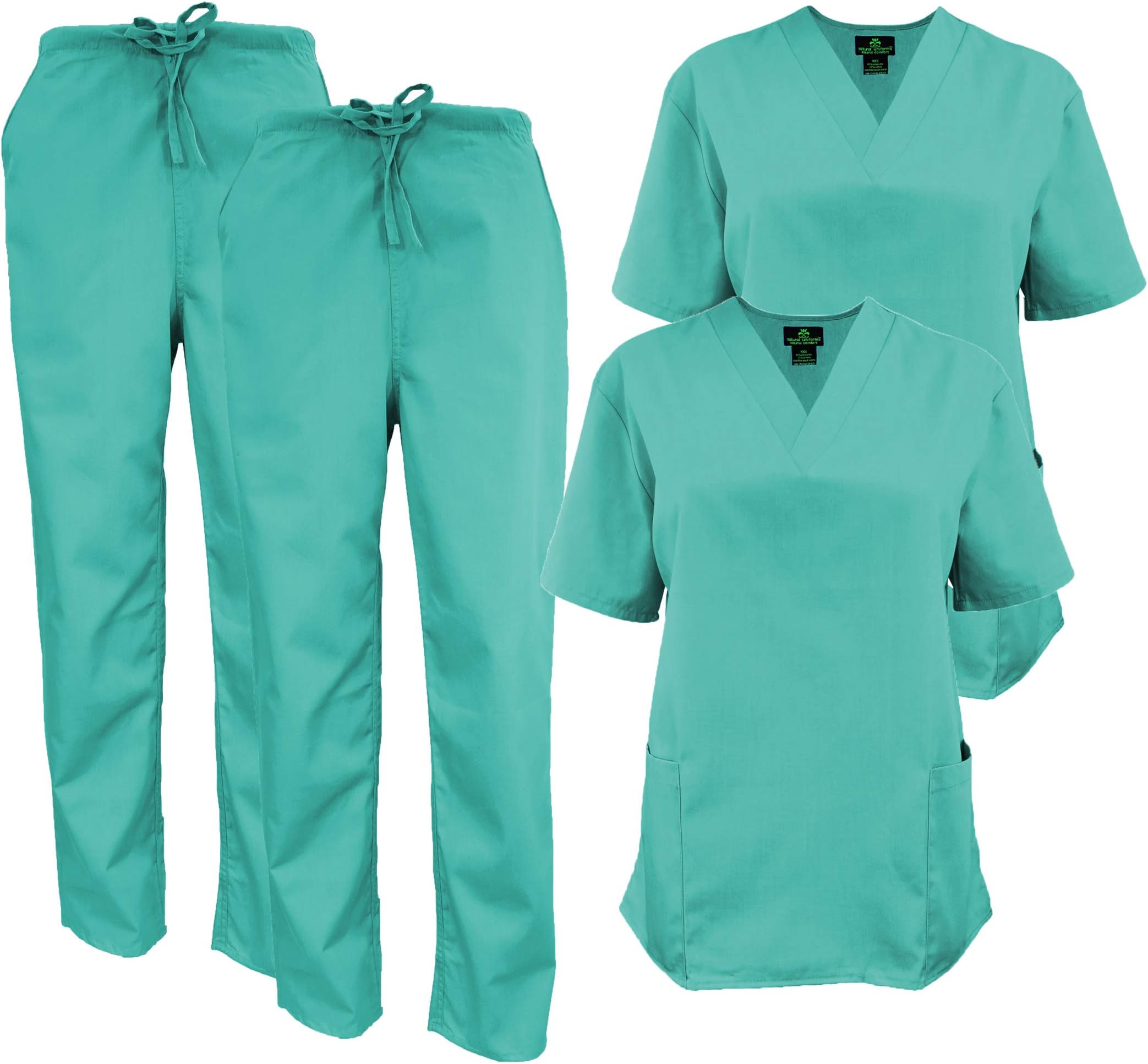 Natural Uniforms Unisex Scrub Set - Medical Scrub Top and Pant