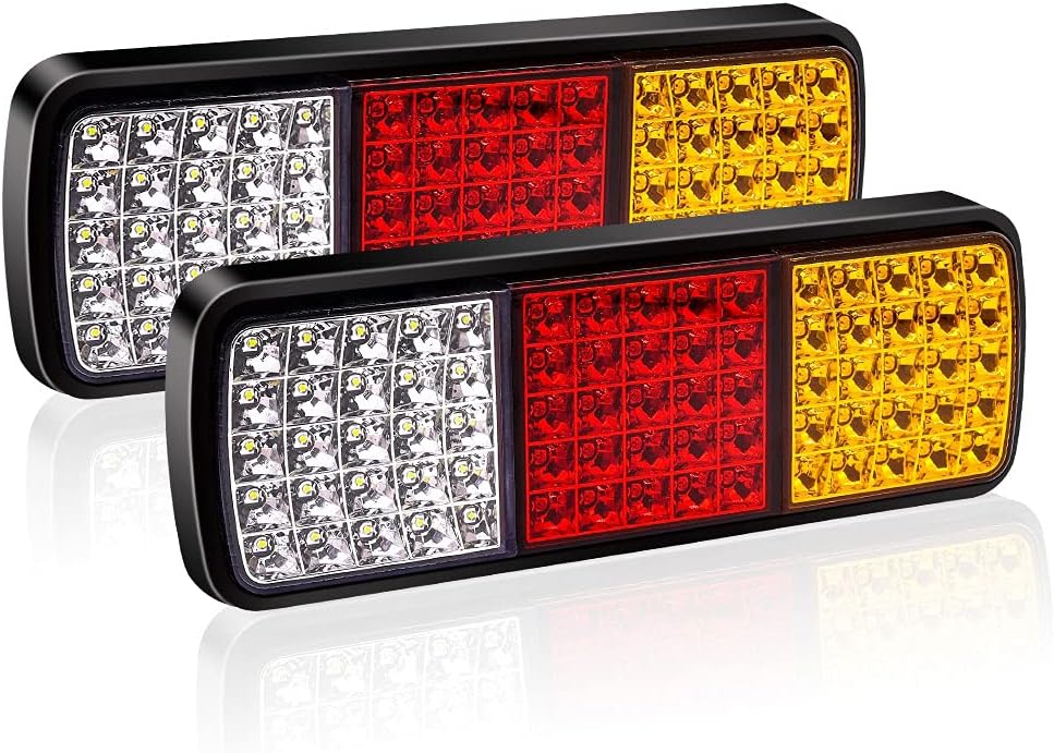 Trailer Tail Light, 2PCS 12V All in One Trailer Taillights Truck Rear Stop Lights Bar 75 LED Brake Light for Trailer Truck Caravan Lorry Van RV
