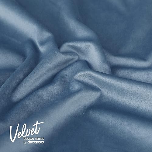 Vista 111 de Deconovo Juego de 2 fundas de almohada de terciopelo, 20 x 20 pulgadas, color verde azulado, cuadradas, con pompones, suaves, con cremallera