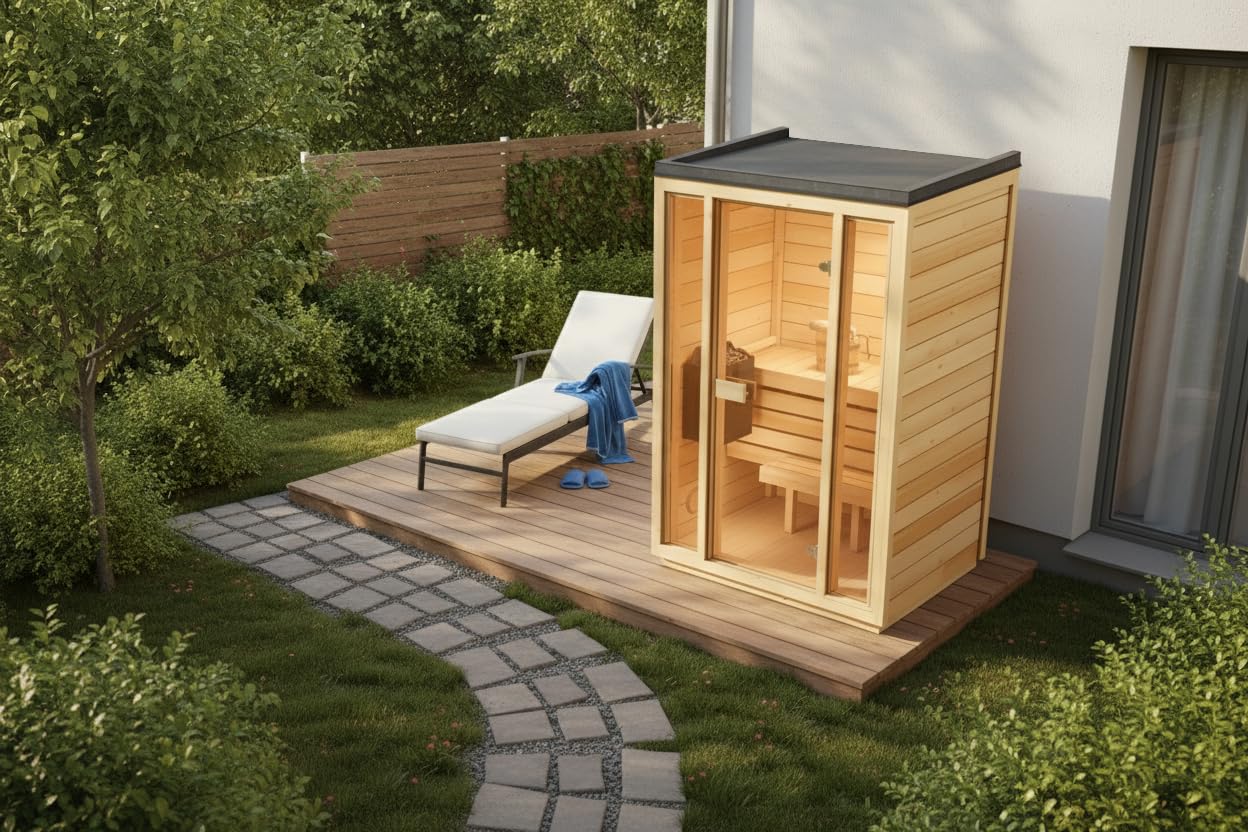 Gartensauna Kuuma S 138x111cm in Naturbelassen für bis zu 2 Pers.