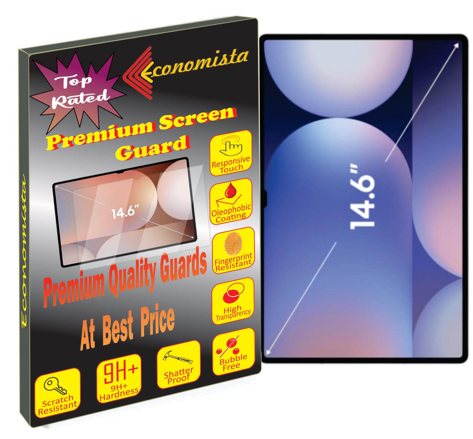 Economista Premium Screen Protector for Samsung Tablets Ultra-Clear, Anti-Scratch, Bubble-Free – Compatible with Galaxy S10 Ultra | S8 Ultra | S9 Ultra (Pack of 1) [14.6 Inch] [Not a GLASS] (B0D6Z9NBK3) Amazon Price History, Amazon Price Tracker