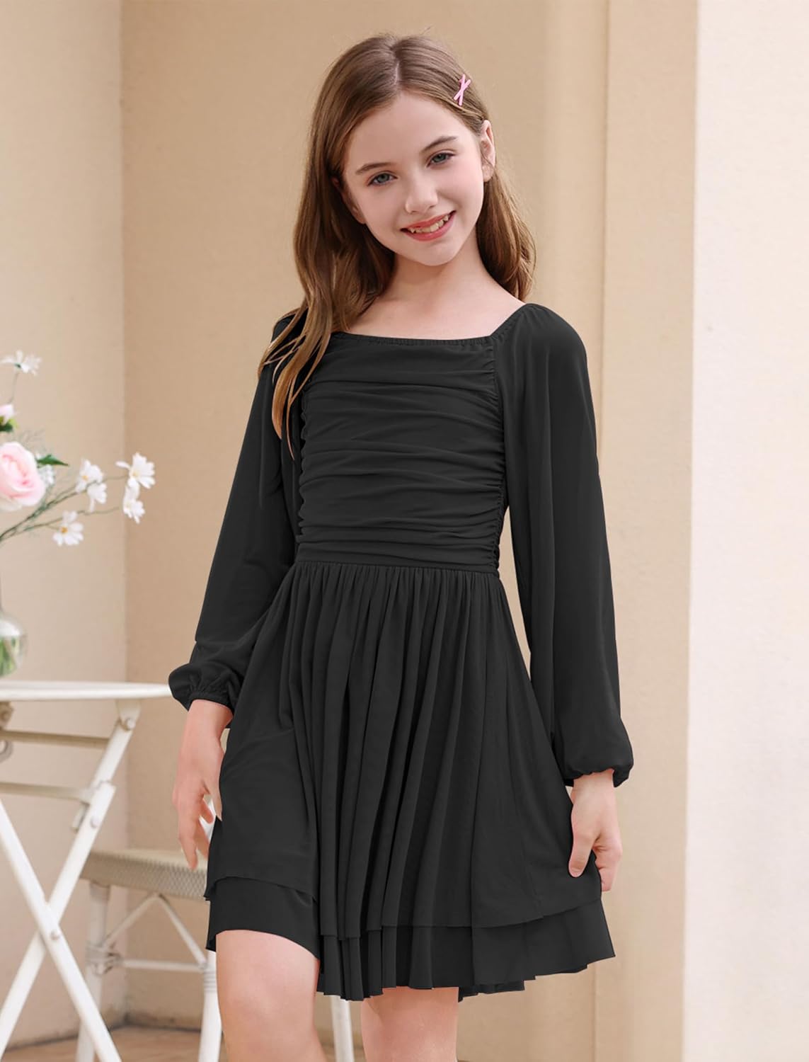 IBAKOM Teen Girl Puff Long Sleeve Square Neck Prom Dress Junior Homecoming Wedding Outfits Tween Fancy Pageant Birthday Dress - Image 7