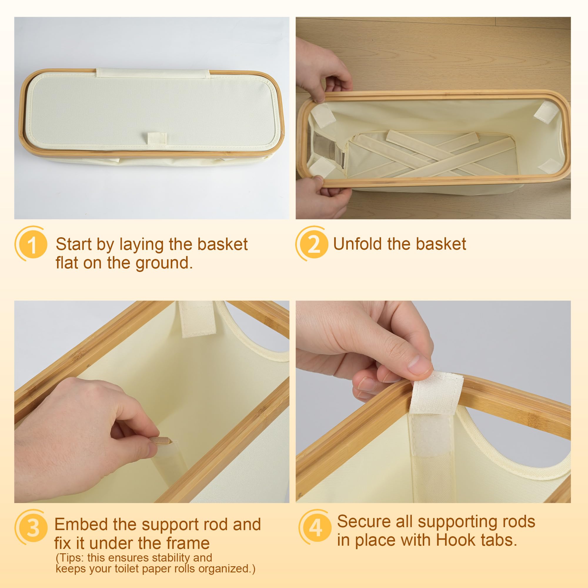 Beige Toilet Paper Basket Organizer for Bathroom, 12 Rolls Toilet Paper Standing Holder with Lid, Large Capacity Container for Tissue Papers, Socks, Toys and Towels