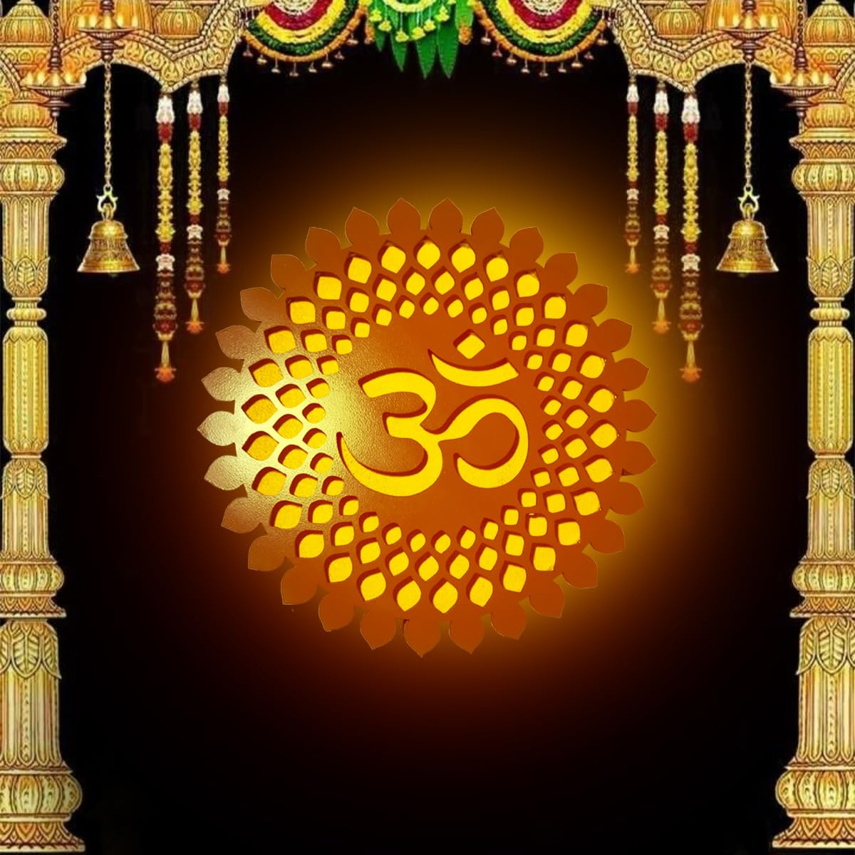 Biswas Brother OM Mandala Wall Back lid LED Light Wall Decor A Well-Designed Home Should Tell a Story,Size(24 inch X 24 Inch ) Large Size(Brown) 3