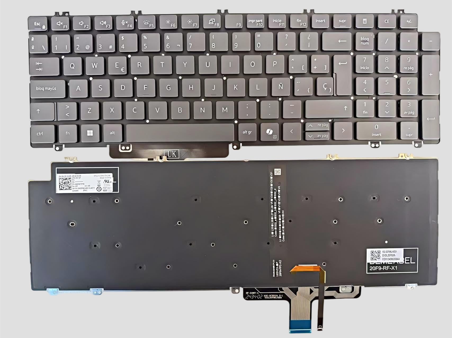 Photo 1 of Laptop Replacement Latin Spanish Keyboard for Dell Latitude 5520 5521 5530 5531 5540,Precision 3560 3561 3570 3571 7670 7680 7770 7780 Laptop Keyboard with Backlit