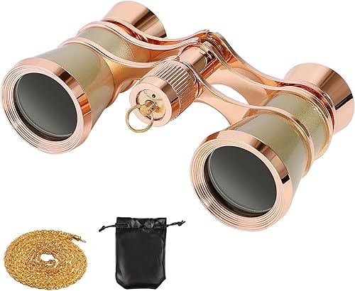 Scicalife Gafas de teatro 3X25 binoculares de ópera, binoculares con cadena, binoculares de gran angular HD, prismáticos de visión para observación