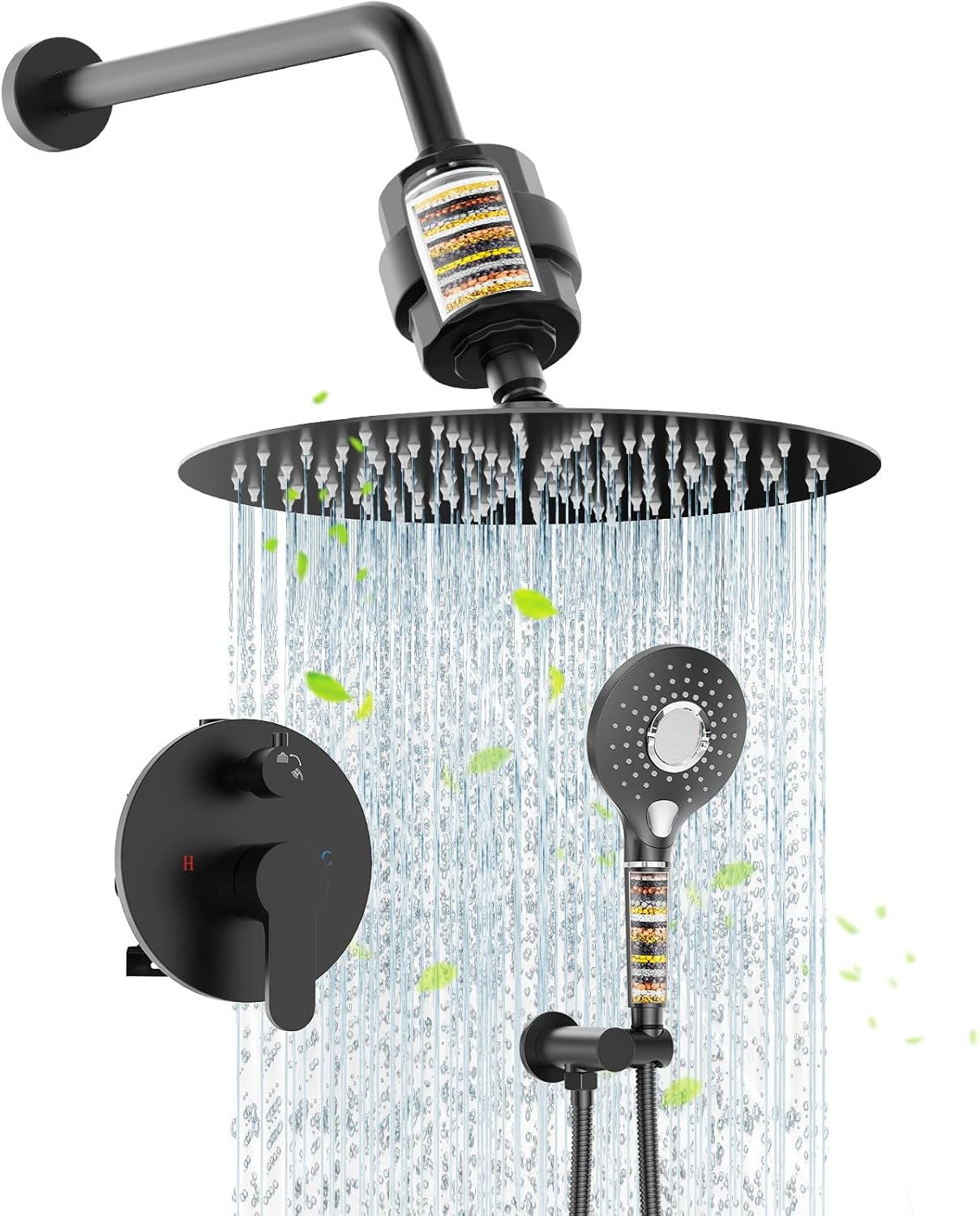 SunCleanse Shower System 12 Inch Dual Filtered Rainfall Shower Head Combo High Pressure 3