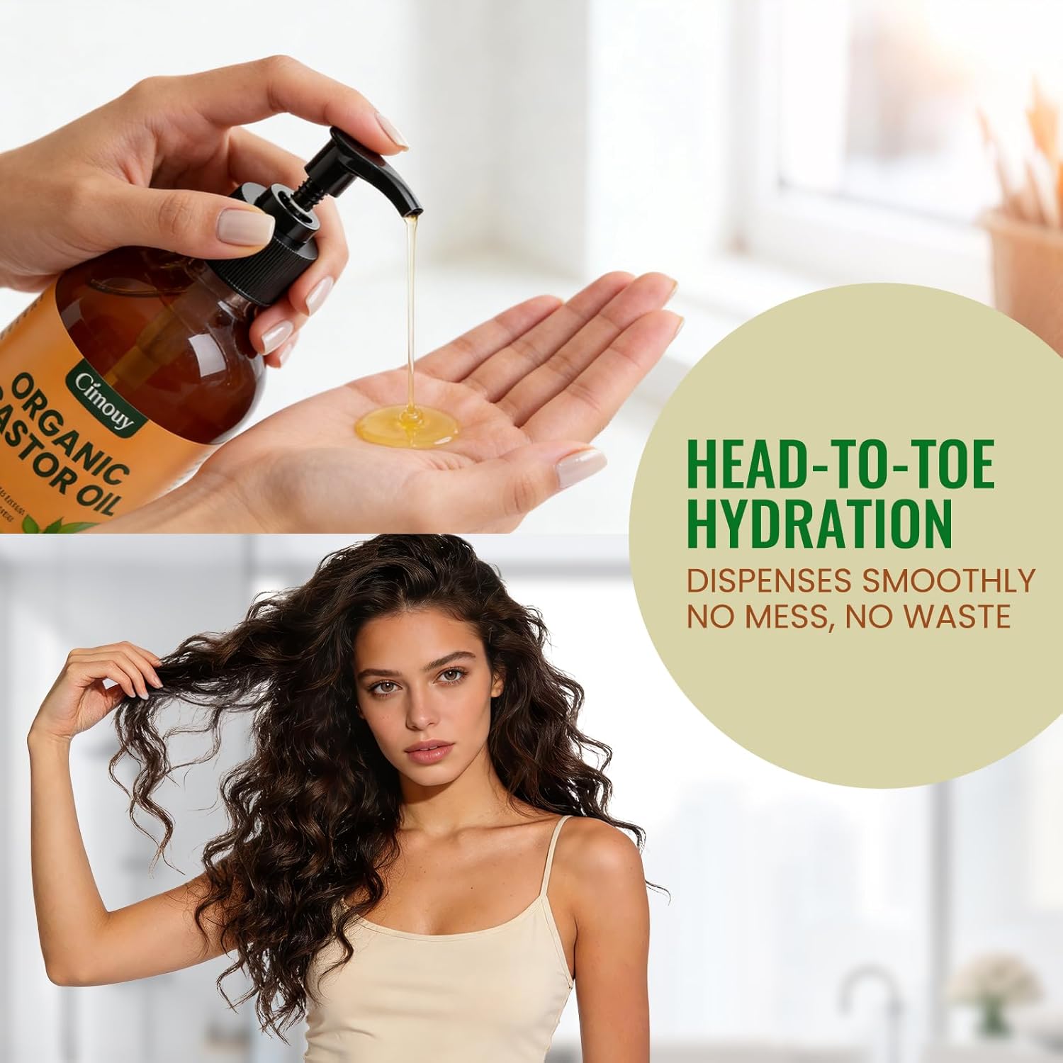 Organic Castor Oil Cold Pressed 16oz Glass Bottle,USDA Organic & EWG Verified 100% Pure & Hexane-Free,Castor Oil for Hair Growth, Body,Face, Skin,Lashes & Brows - Image 7