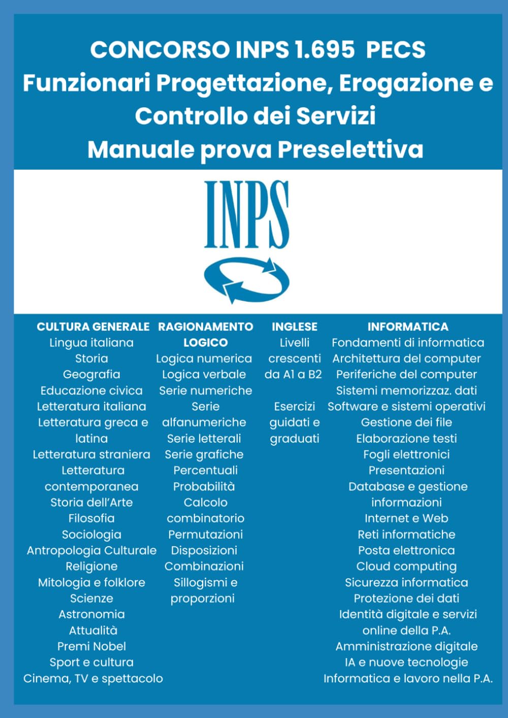 Concorso INPS 1695 Funzionari PECS: Manuale Prova Preselettiva