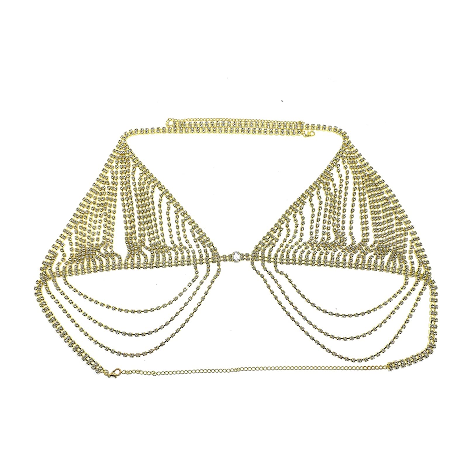 Body Chain Damen Kette - Goldfarbene einfache Strandkette mit Kreuzband für Taille und Bauch - Schwarze Harnaskette - Edler Schmuck für Damen - Accessoires