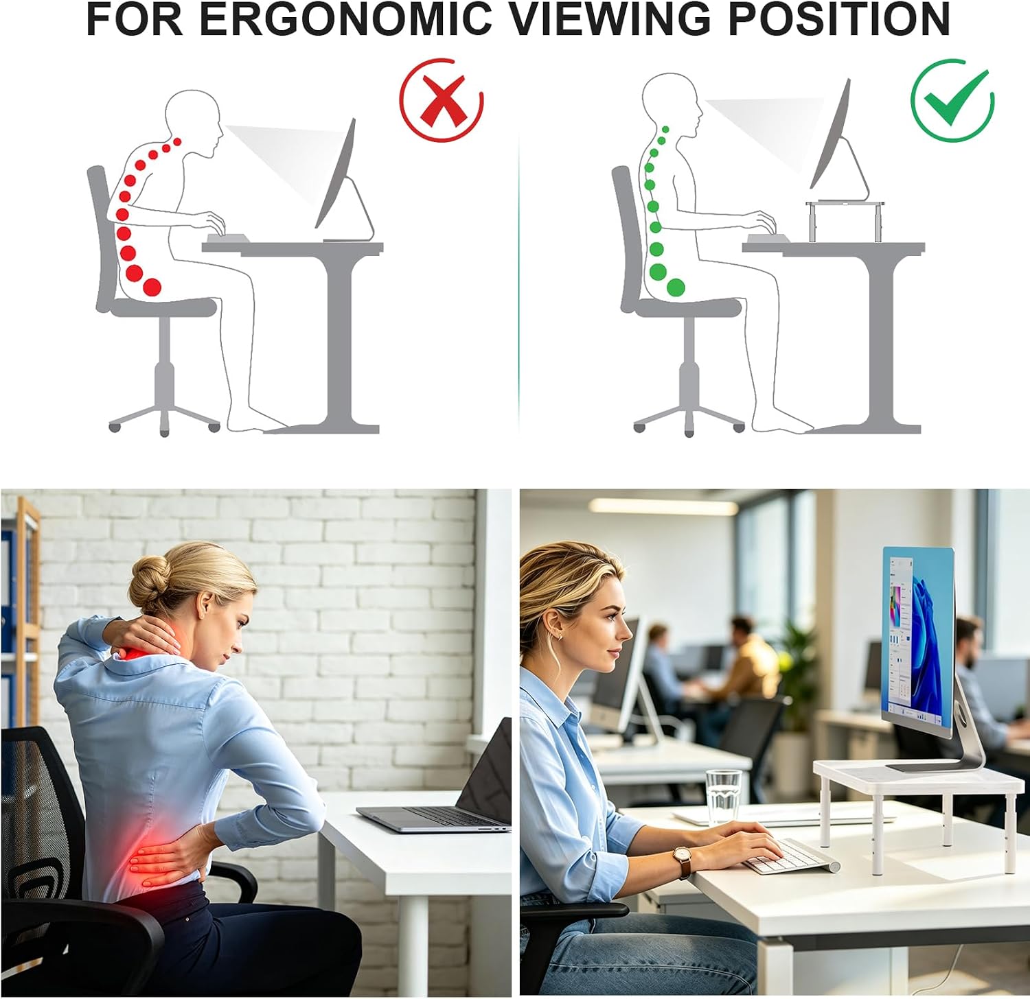 WALI Computer Monitor Stand for Desk, Adjustable Laptop Riser, up to 44 lbs