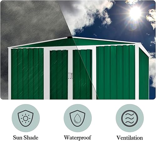 Miniatura 5 de Oakmont Cobertizo de almacenamiento de jardín al aire libre de 6 x 8 pies, casa de herramientas de jardín con puertas correderas dobles, casa de