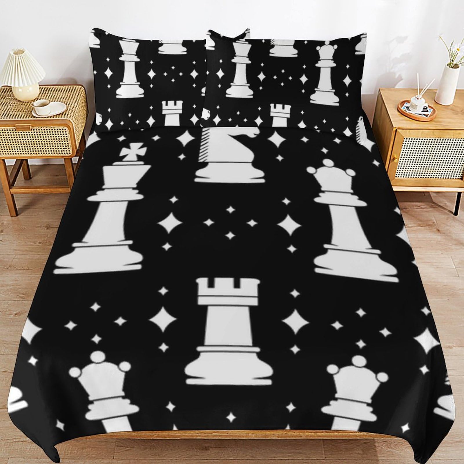 Ropa de cama de ajedrez antimanchas de microfibra set de 220 x 240 cm para evitar arrugas en camas