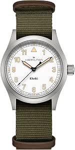 Hamilton Khaki Field Khaki Quartz Men's Watch, 38mm Stainless Steel Case, White Dial, 50m Waterproof, Sapphire Crystal, Textile Strap