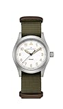 Khaki Field Khaki Quartz Men's Watch&comma; 38mm Stainless Steel Case&comma; Swiss Made&comma; White Dial Analog Wrist Watch for Men&comma; 50m Waterproof&comma; Sapphire Crystal&comma; Textile Strap