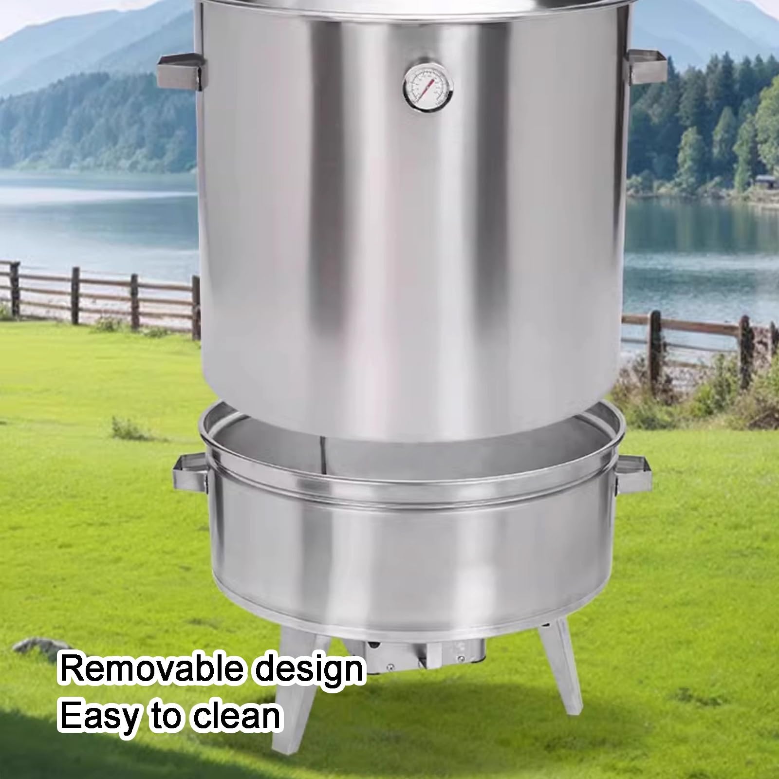 Barbecue e Affumicatori di Grandi Dimensioni, Barbecue a Carbonella, Griglia Sospesa in Acciaio Inox con Termometro, Design Diviso per Campeggio