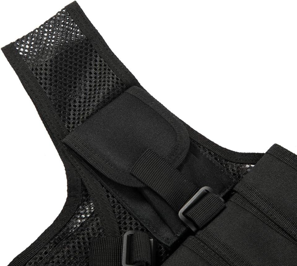 Tactical MOLLE Game Vest Adjustable Training Vest Detachable for Hunting Mountaineering Outdoors for Slim Person (Black)