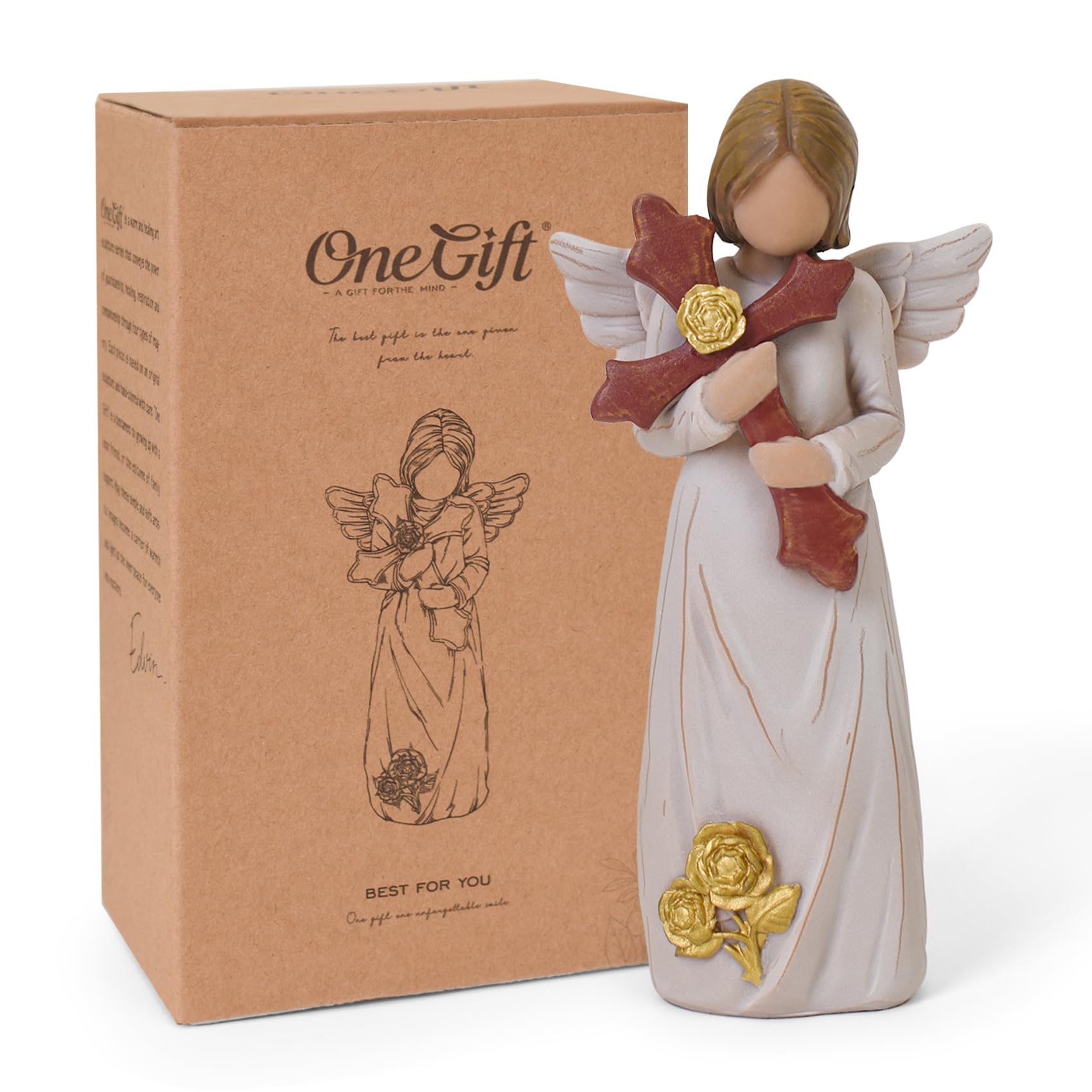 Eremaoy Christian Gifts for Women, Angel Holding A Cross Figurine